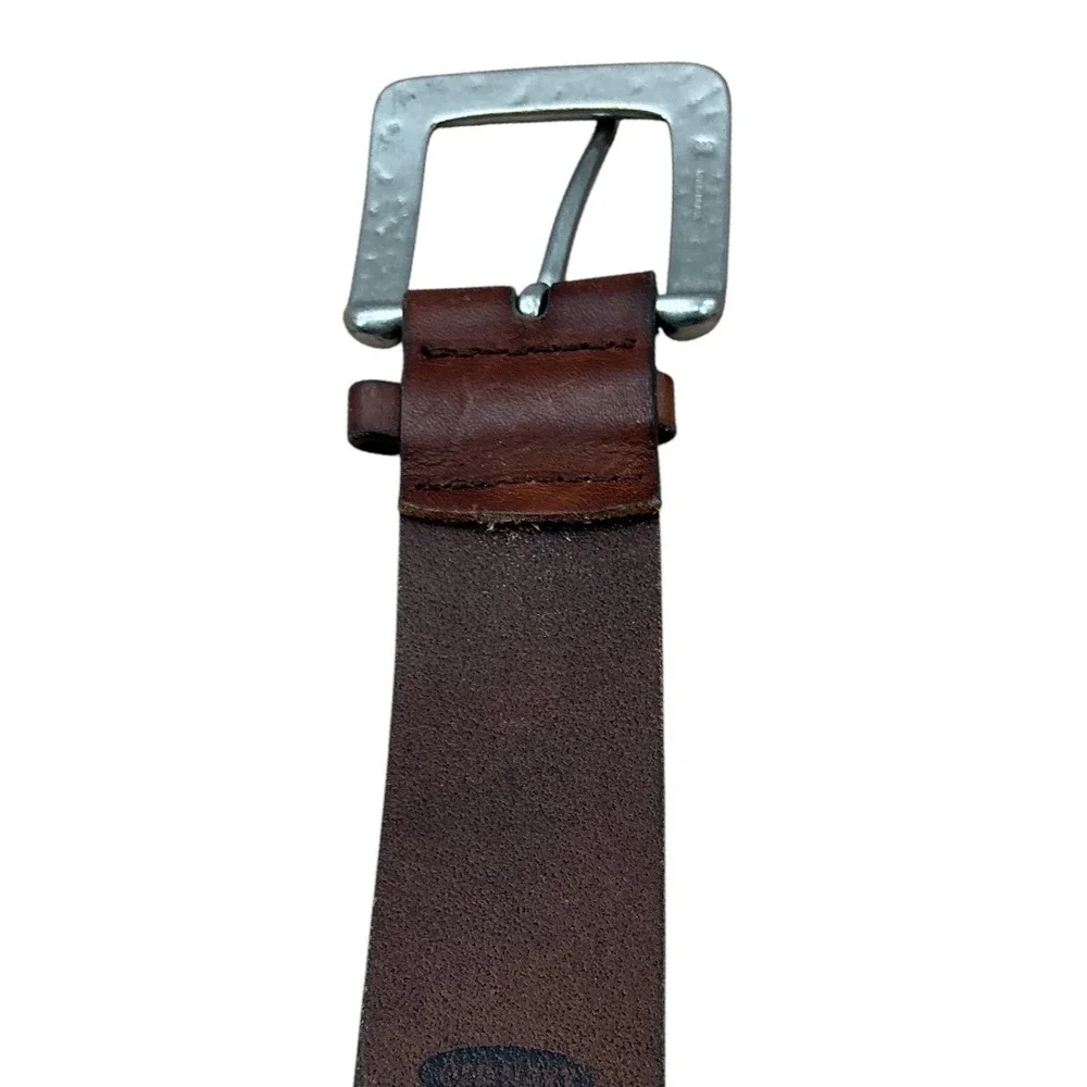 Old Navy Mens Brown Genuine Italian Leather Belt Solid Brass Buckle USA‎ Made M